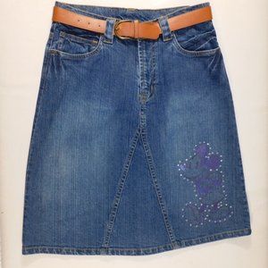 Disney Store Women's Blue Jean Skirt with Belt & Mickey Size 12